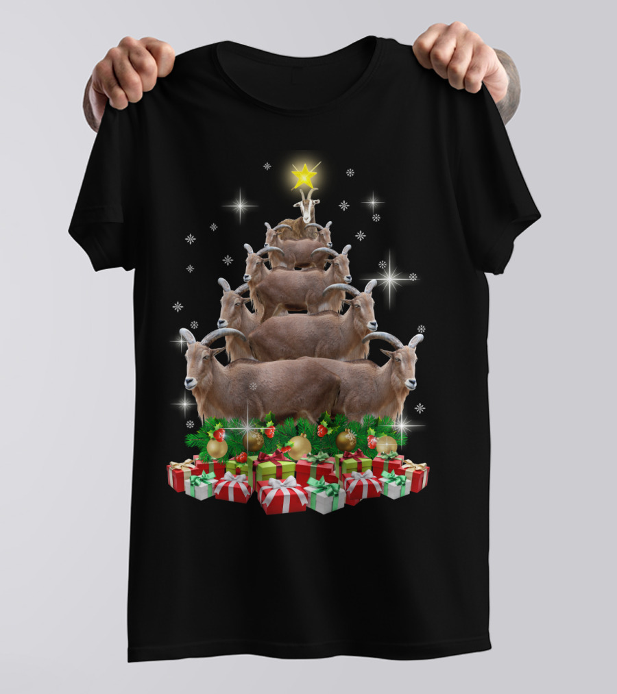 Goat Christmas Tree With Presents And Star T-Shirt