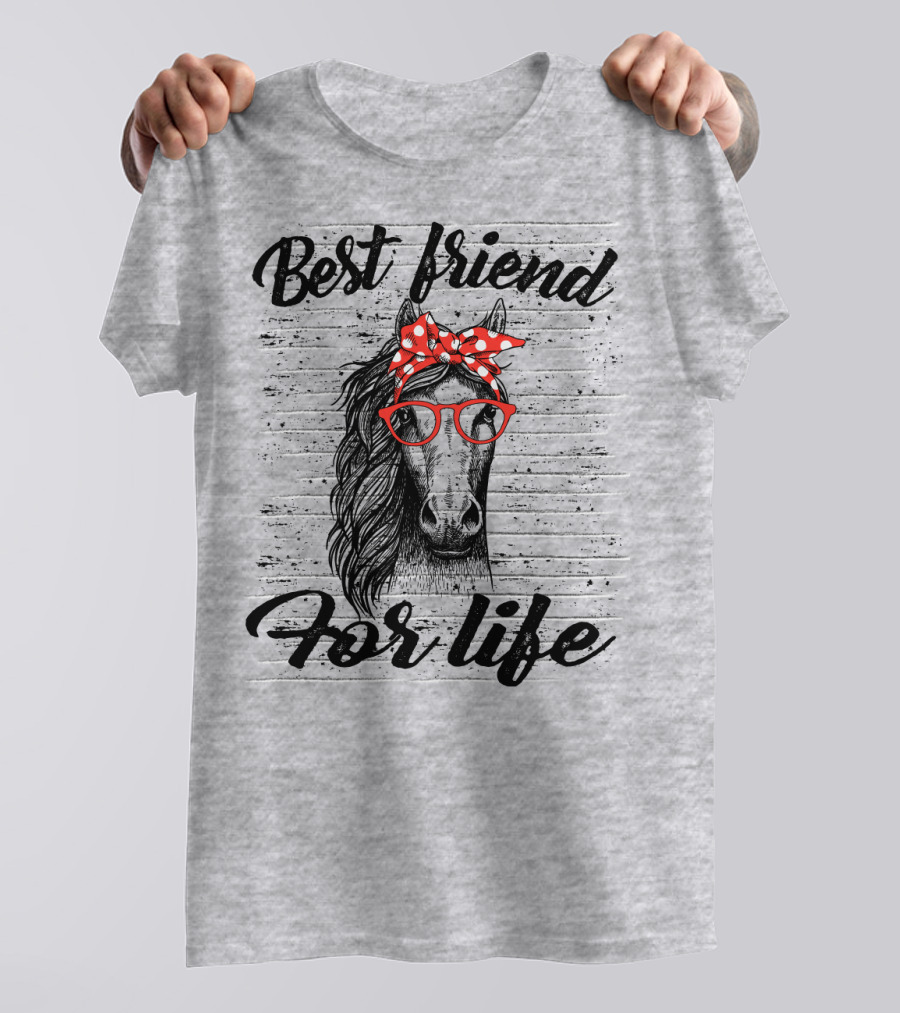Best Friend For Life Horse With Red Polka Dot Bow And Glasses T-Shirt