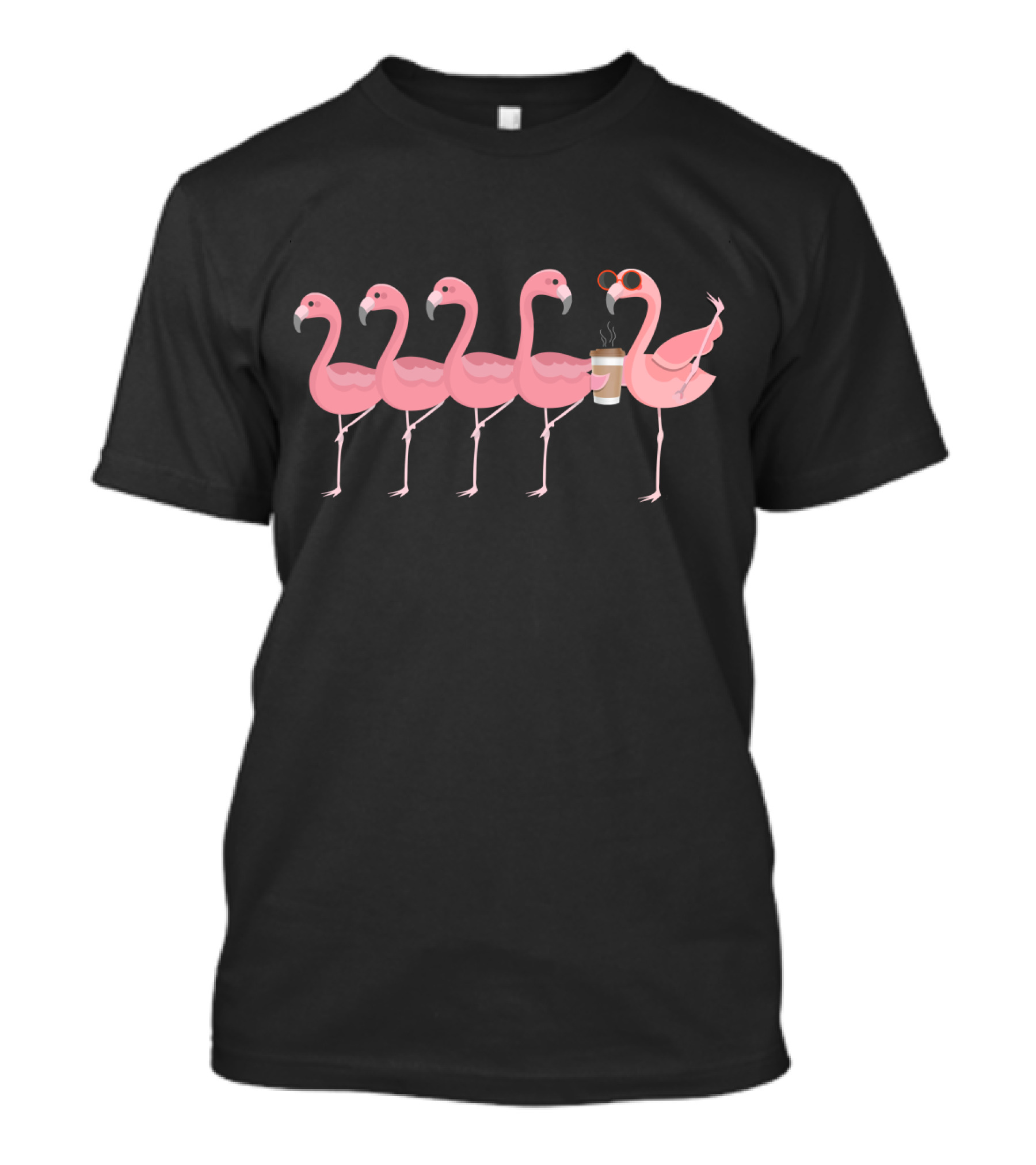 Coffee Lover Flamingo Lineup With Sunglasses T-Shirt