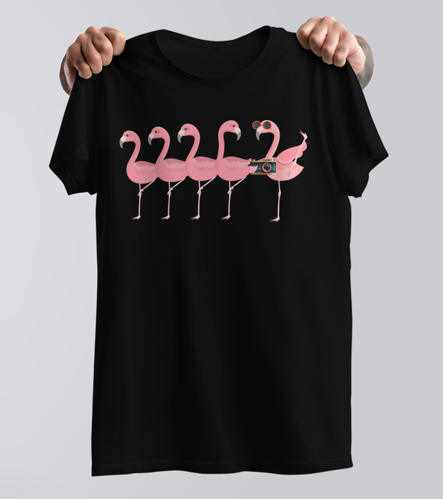 Flamingo With Camera And Sunglasses T-Shirt