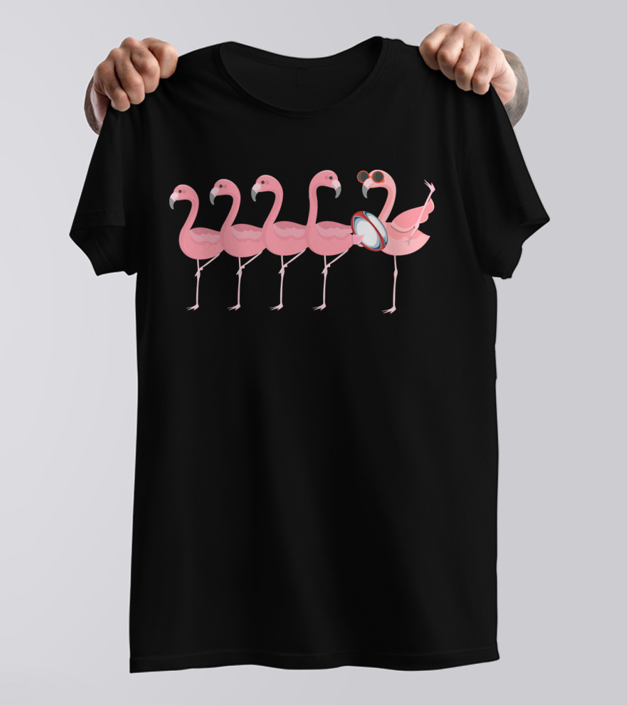 Rugby Flamingo Sunglasses Team Formation T-Shirt