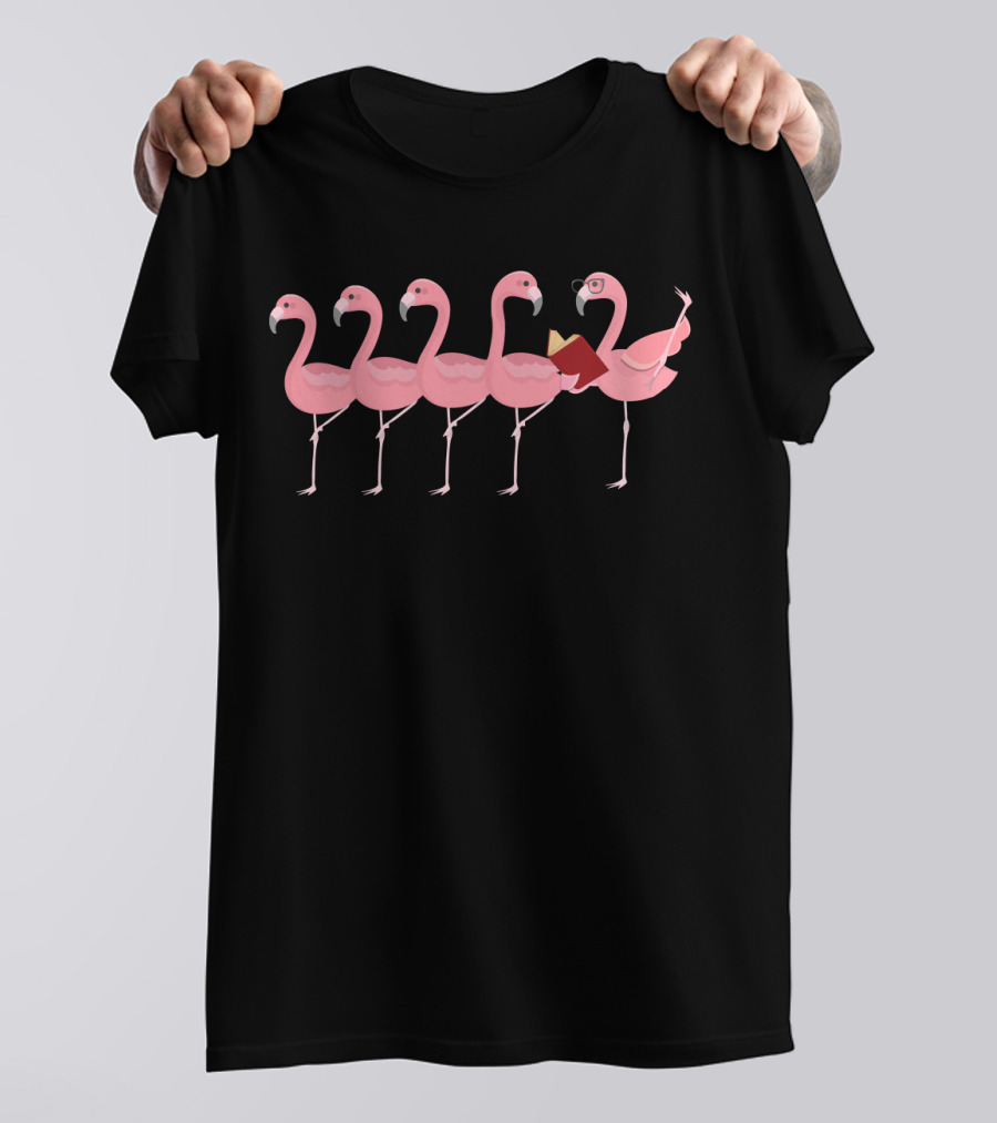 Teacher Flamingo Reading To Class Of Flamingos T-Shirt