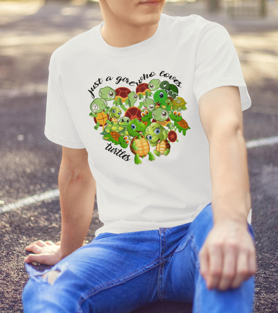 Just A Girl Who Loves Turtles Cute Cartoon Turtle Collection T-Shirt