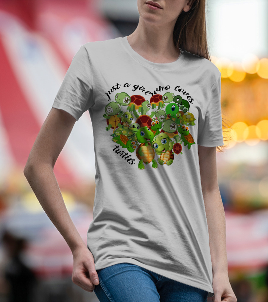 Just A Girl Who Loves Turtles Cute Cartoon Turtle Collection T-Shirt