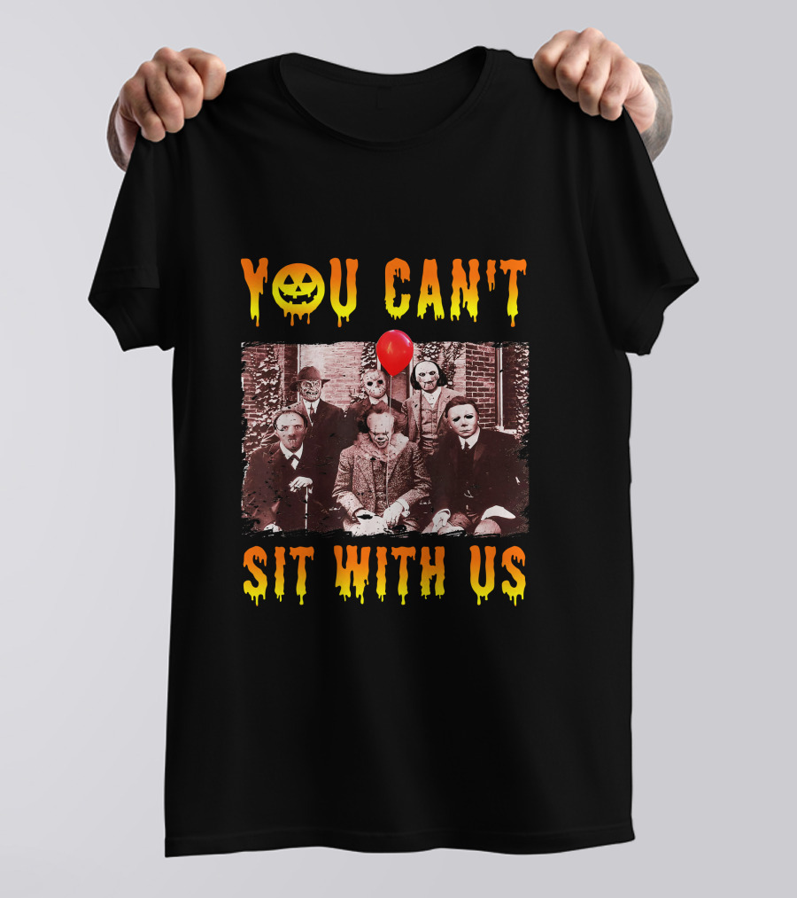 You Can't Sit With Us Halloween Horror Characters Red Balloon T-Shirt