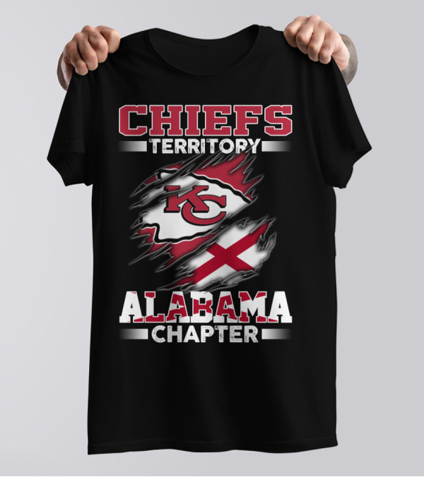 CHIEFS TERRITORY ALABAMA CHAPTER KC Logo And Alabama Flag T-Shirt