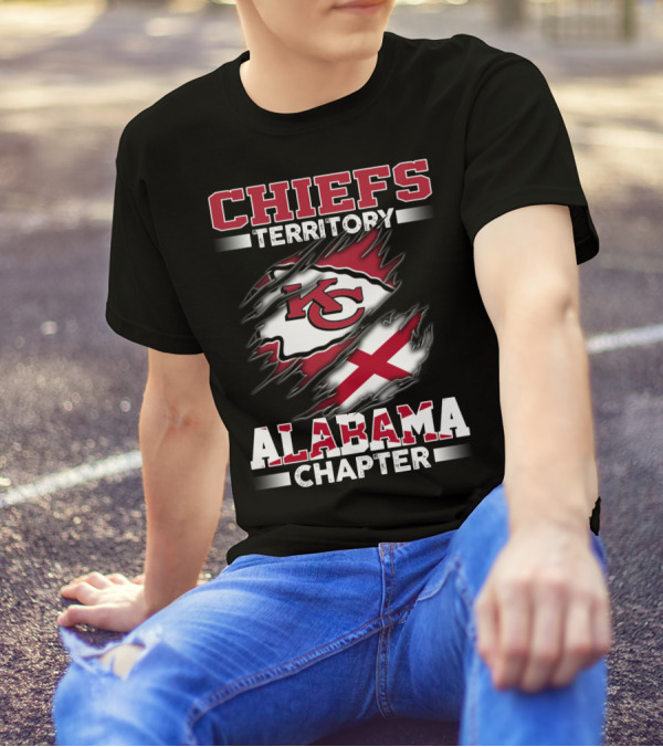 CHIEFS TERRITORY ALABAMA CHAPTER KC Logo And Alabama Flag T-Shirt