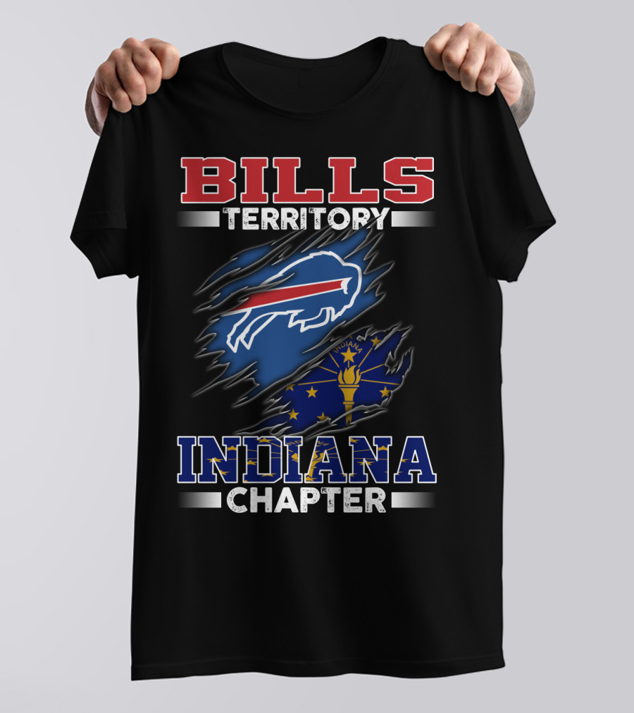 BILLS Territory Indiana Chapter Buffalo Logo With State Flag T-Shirt
