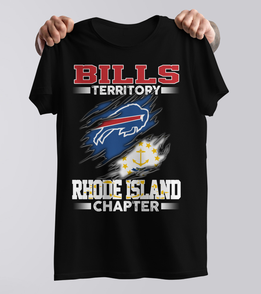 BILLS Territory Rhode Island Chapter Logo With Buffalo And State Flag T-Shirt