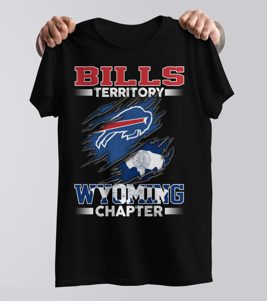 BILLS Territory Wyoming Chapter Buffalos Logo And State Flag T-Shirt