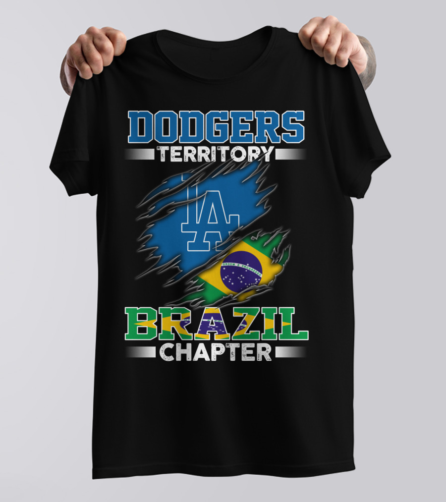 DODGERS TERRITORY BRAZIL CHAPTER LA Logo Brazilian Flag T-Shirt