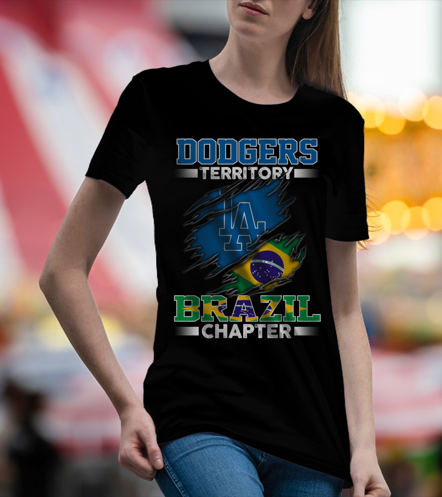DODGERS TERRITORY BRAZIL CHAPTER LA Logo Brazilian Flag T-Shirt