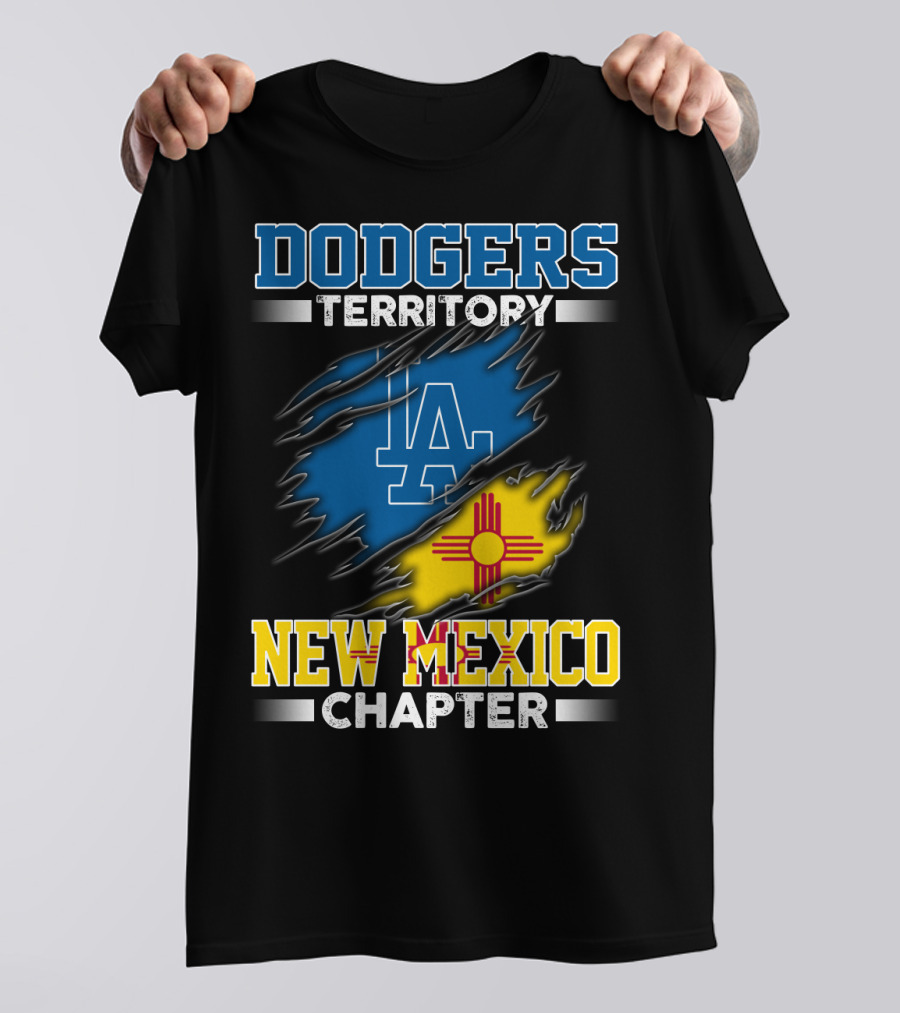 Dodgers Territory New Mexico Chapter LA Logo New Mexico Flag T-Shirt
