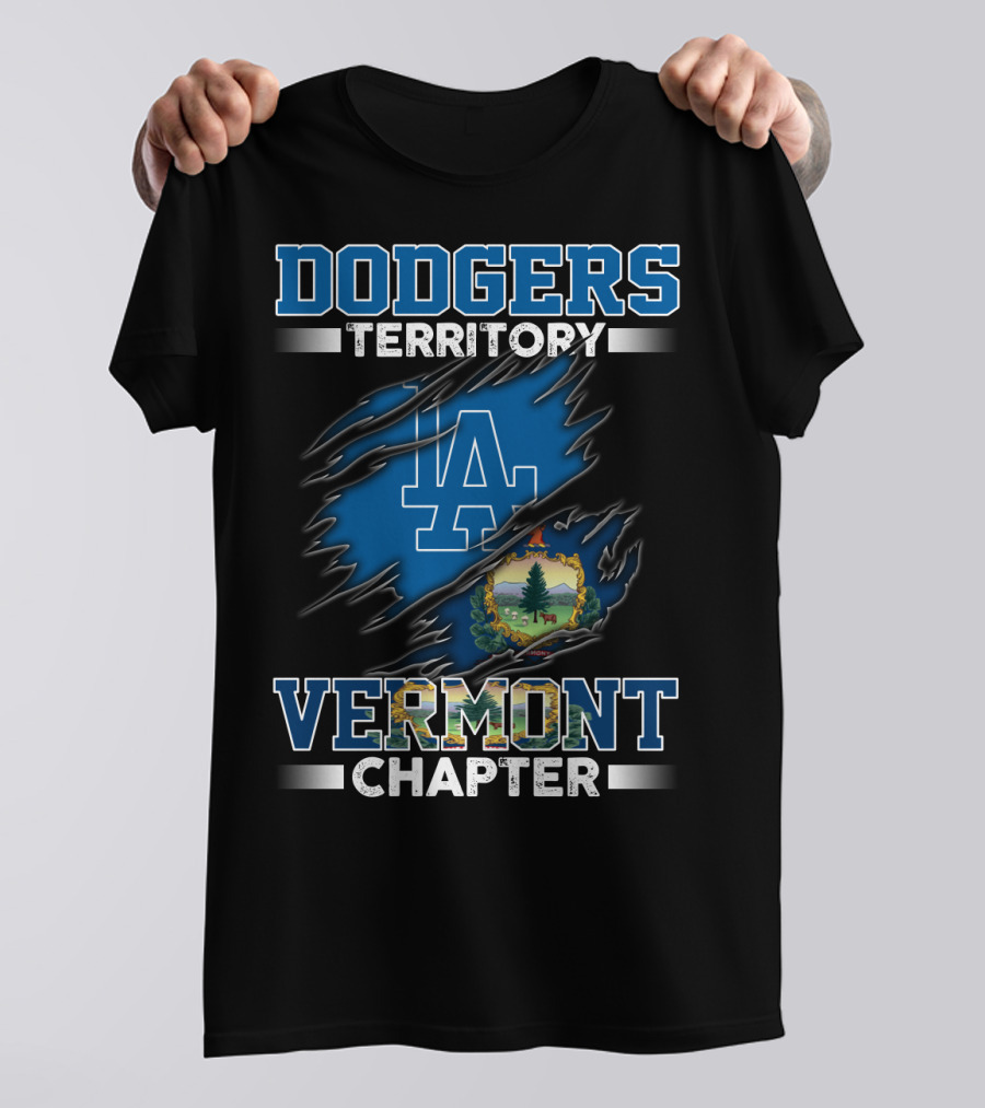 Dodgers Territory Vermont Chapter LA Logo Vermont Seal T-Shirt