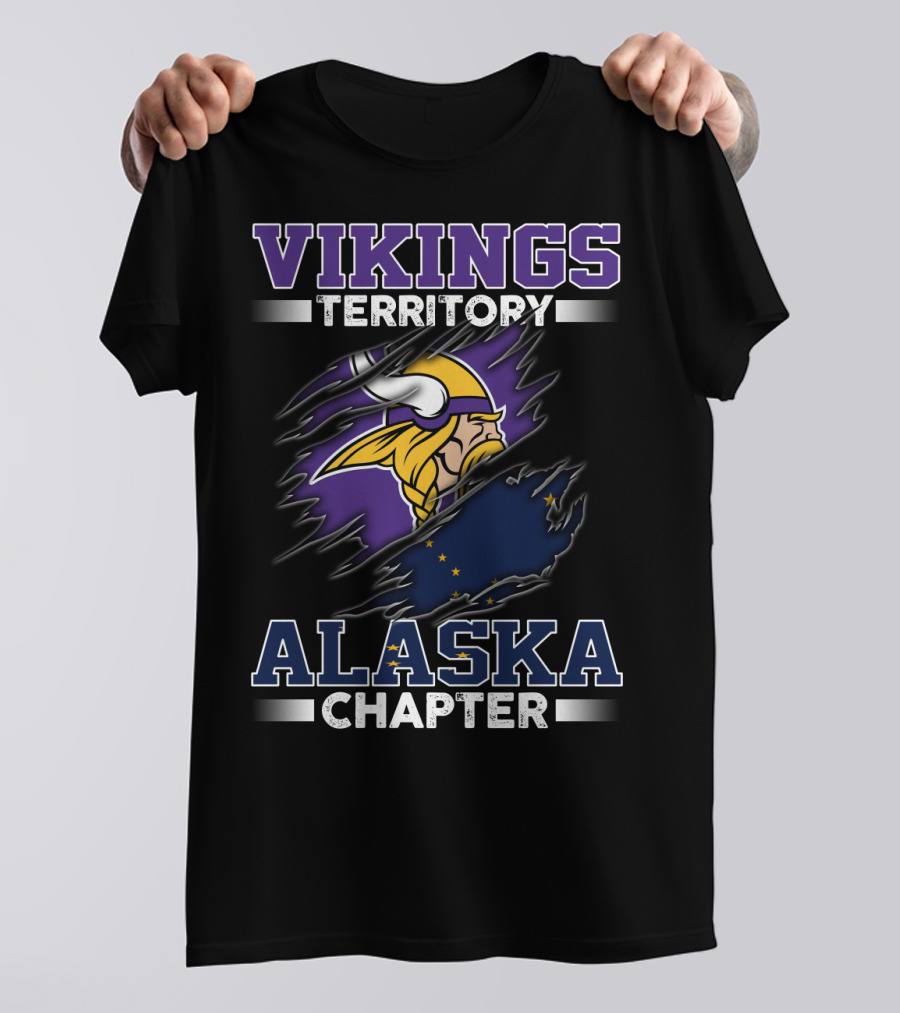 Vikings Territory Alaska Chapter Viking Helmet And Alaska Flag T-Shirt