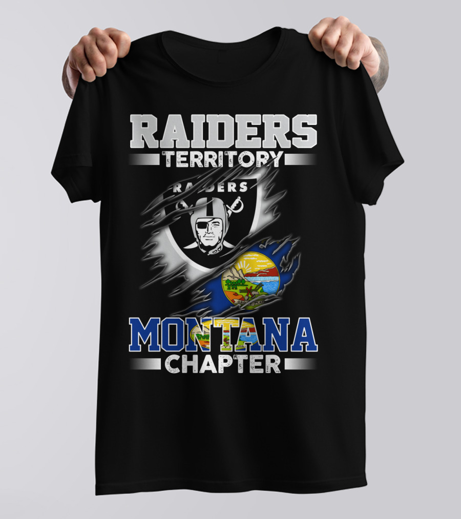 RAIDERS TERRITORY MONTANA CHAPTER Raiders Logo Montana State Flag T-Shirt
