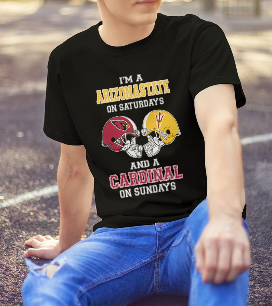 ARIZONASTATE Saturdays Cardinal Sundays Football Helmets T-Shirt