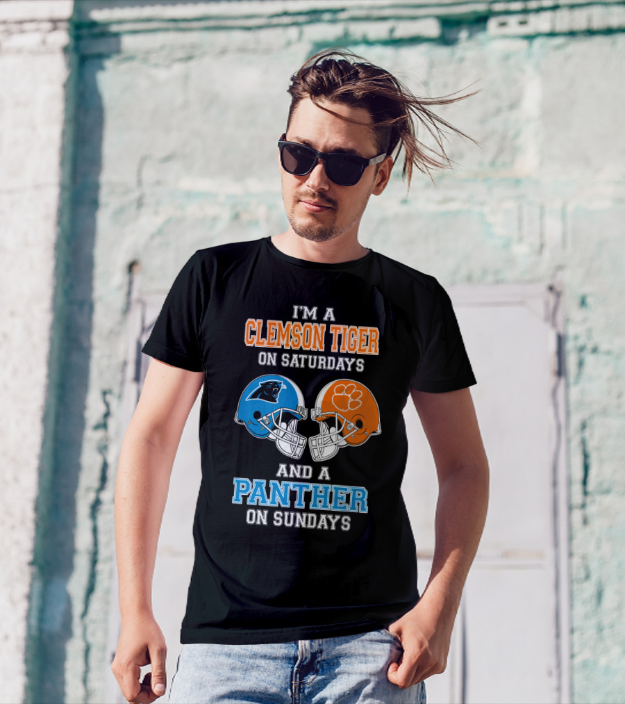 Clemson Tigers Saturdays Panthers Sundays Football Helmets T-Shirt