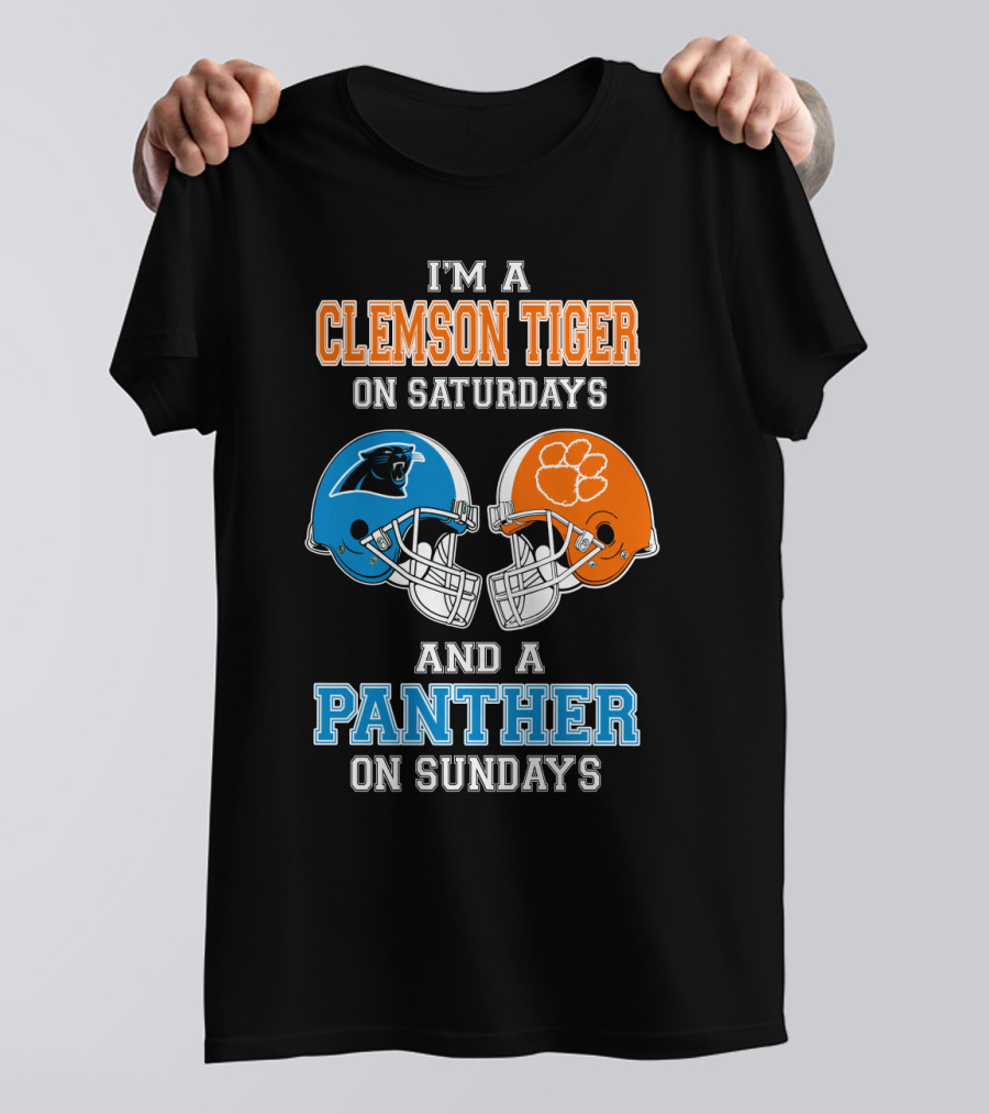 Clemson Tigers Saturdays Panthers Sundays Football Helmets T-Shirt