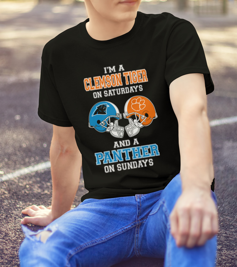 Clemson Tigers Saturdays Panthers Sundays Football Helmets T-Shirt