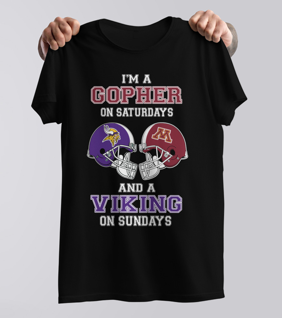 Gopher On Saturdays Viking On Sundays Football Helmets T-Shirt