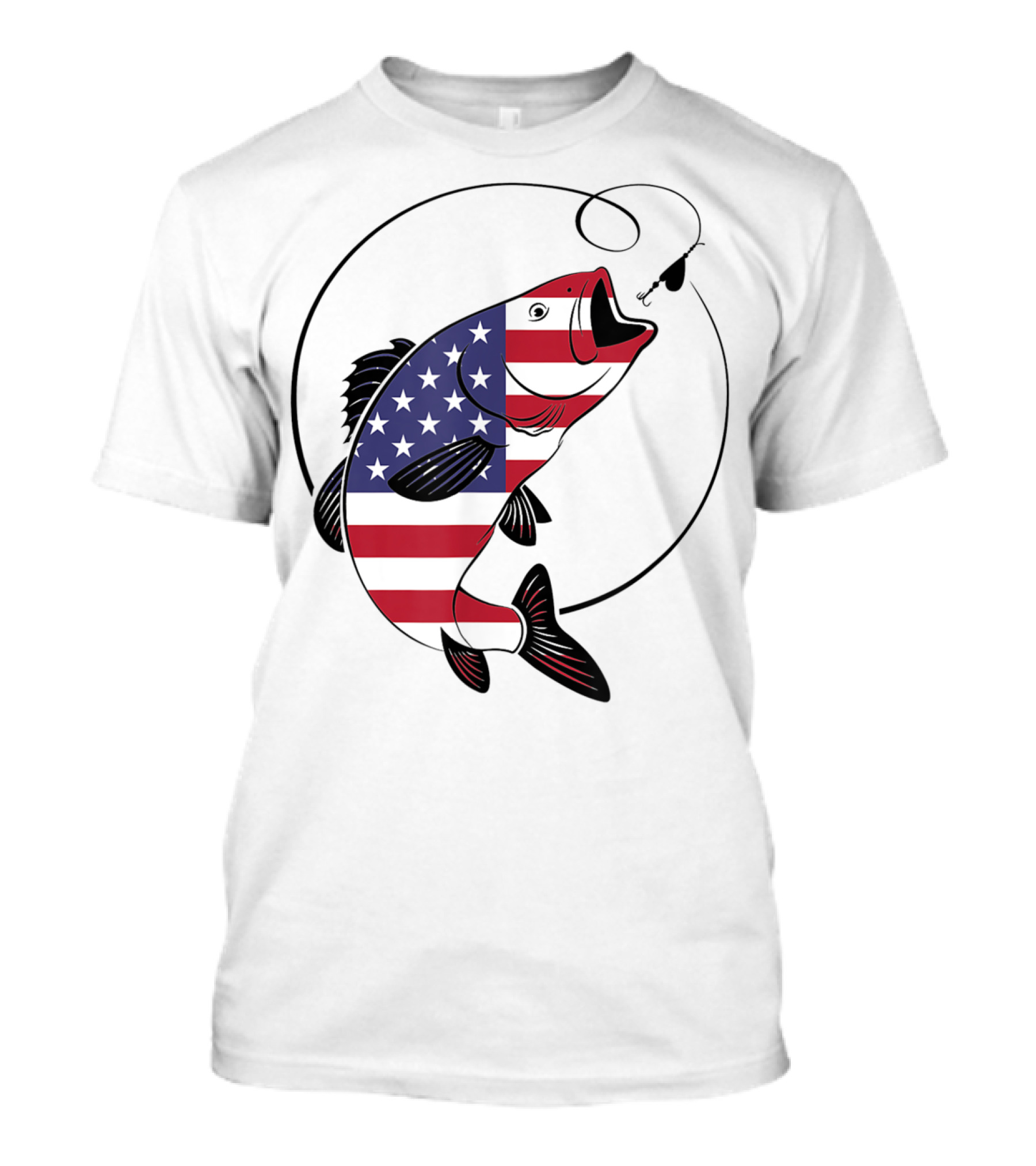 American Flag Fishing Vintage USA 4th Of July Patriotic Fish T-Shirt