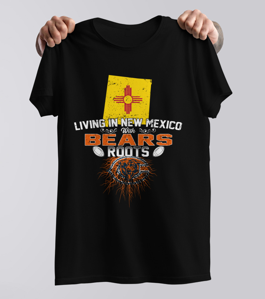Living In New Mexico With Bears Roots Zia Symbol Football T-Shirt