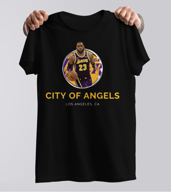 LeBron James Los Angeles Lakers #23 City Of Angels Los Angeles CA T-Shirt