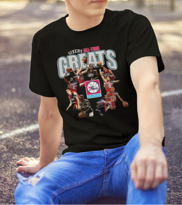 Sixers All-Time Greats Philadelphia 76ers Players Signatures T-Shirt