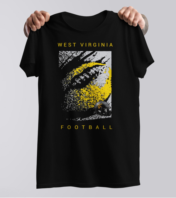West Virginia Mountaineers Football Helmet And Textured T-Shirt