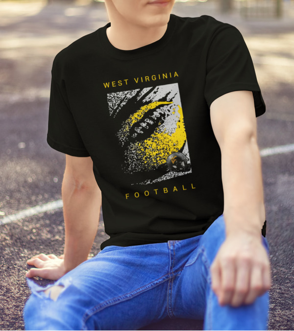 West Virginia Mountaineers Football Helmet And Textured T-Shirt
