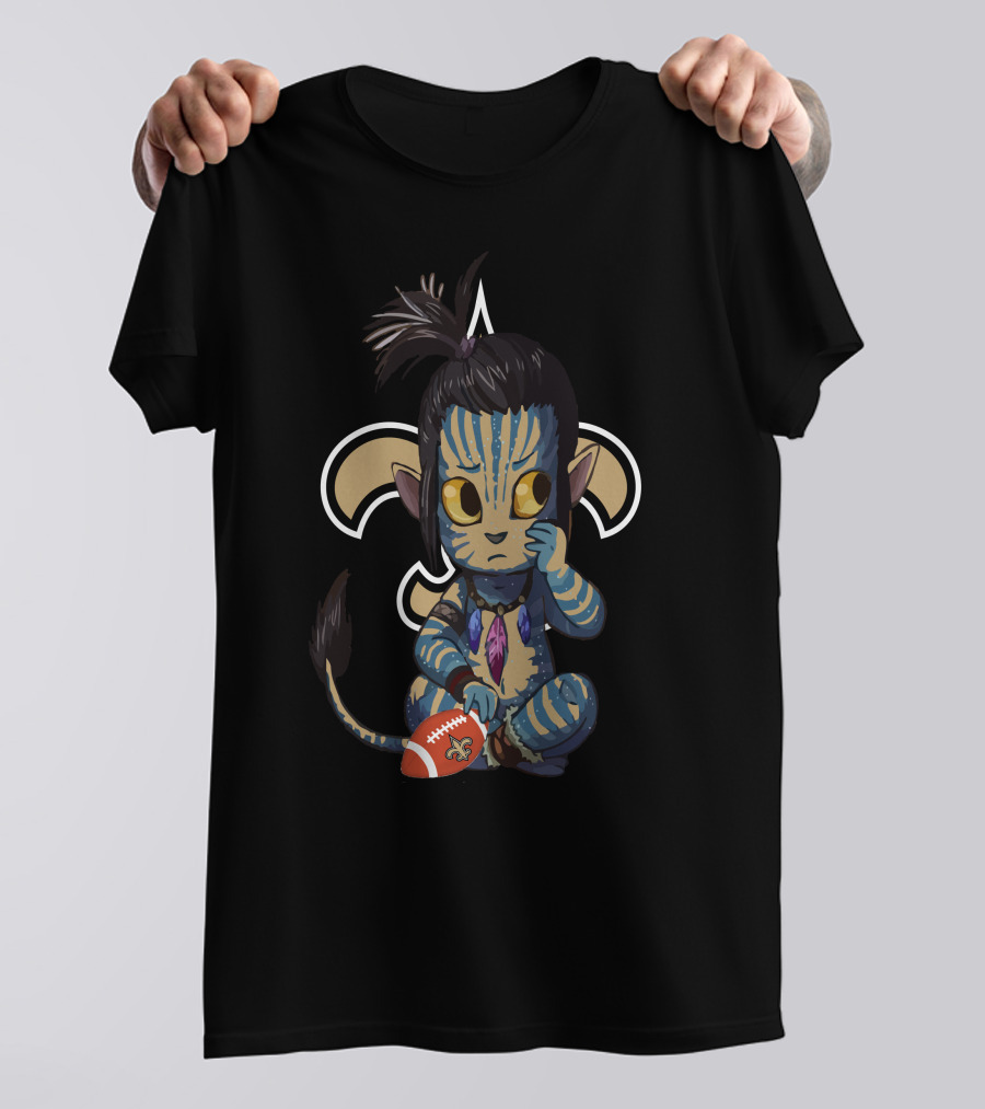 Avatar Saints Chibi Character With Football And Fleur-de-Lis T-Shirt