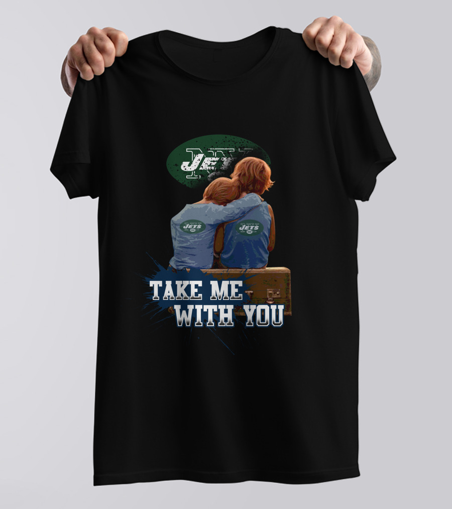 Jets Take Me With You New York Green Football Team Symbol Hugging Kids T-Shirt