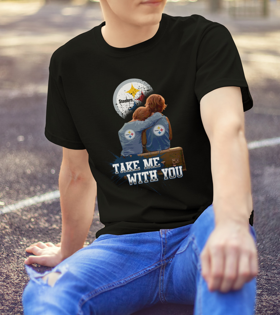 Steelers Logo Hugging Kids Take Me With You T-Shirt