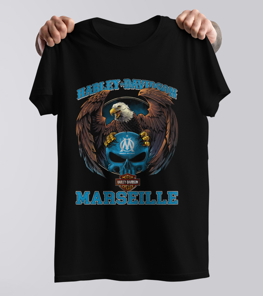 Harley Davidson Marseille Om Direct Au But Eagle Skull T-Shirt