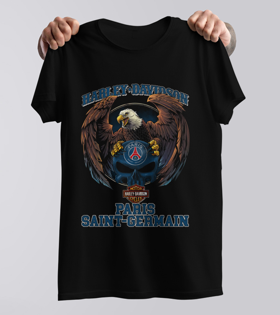 Harley Davidson Paris Saint-Germain Motor Cycles Eagle T-Shirt