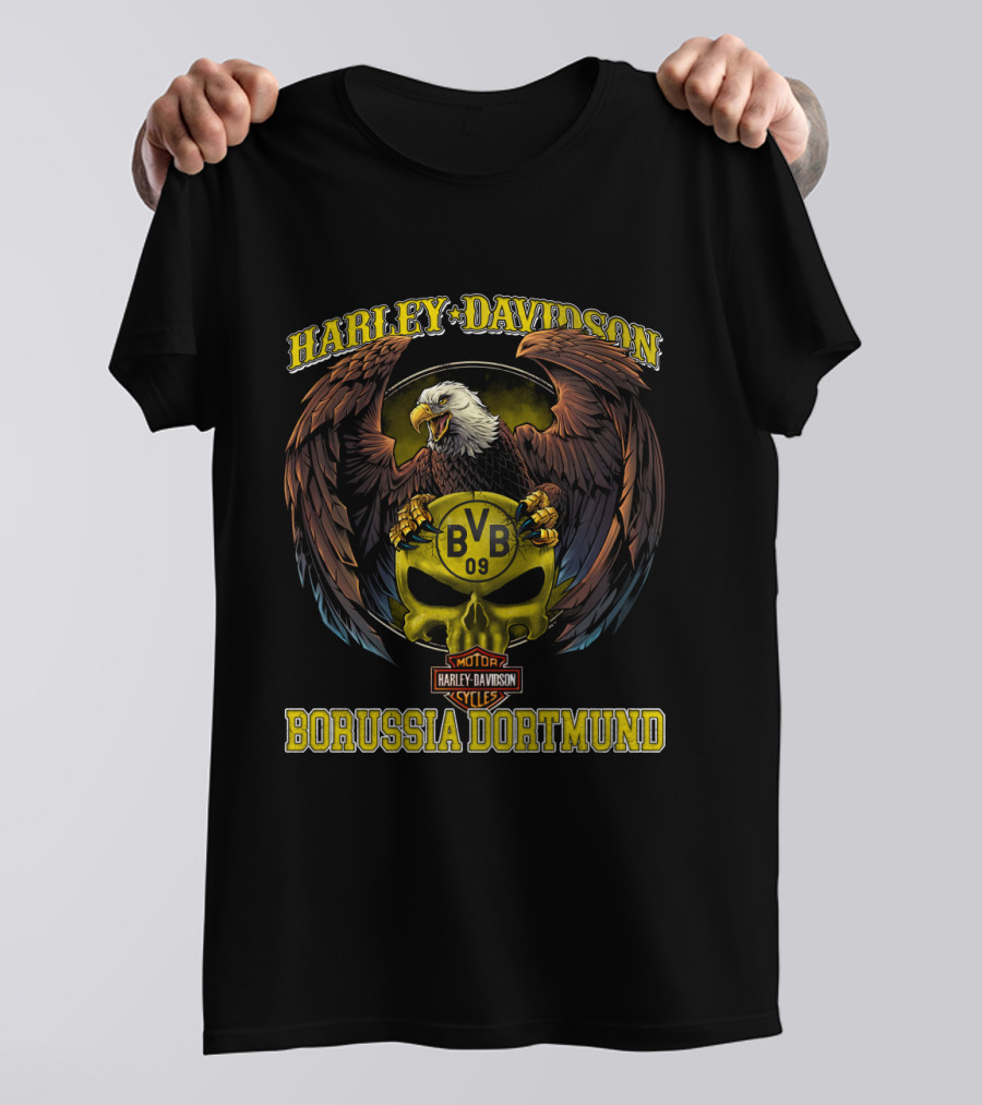 Harley Davidson Bvb 09 Borussia Dortmund Eagle And Skull T-Shirt