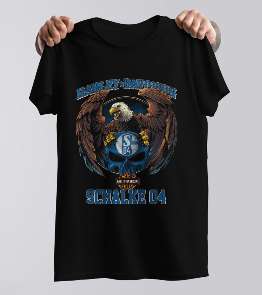 Harley Davidson Schalke 04 Eagle And Skull Motorcycles Cycles T-Shirt