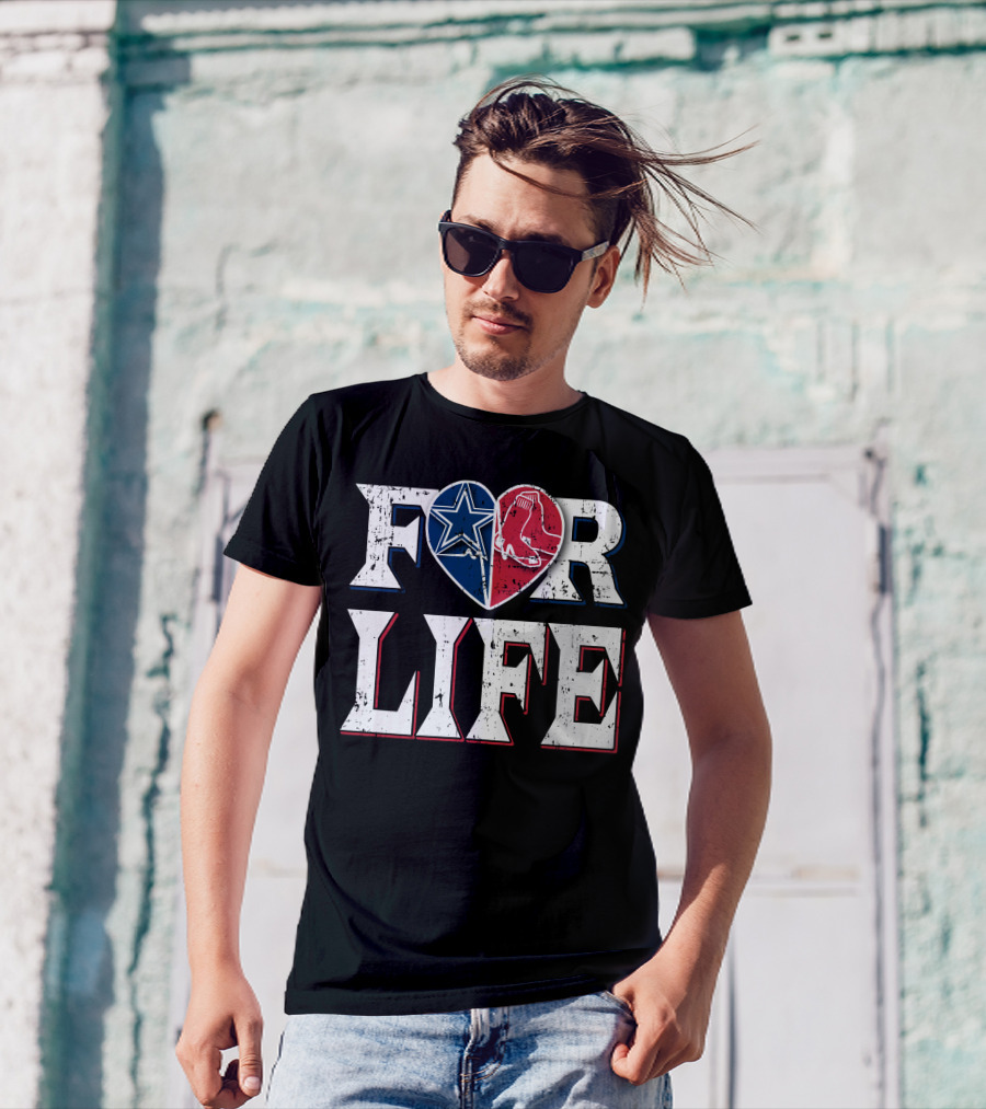 FOR LIFE COWBOYS RED SOX HEART T-Shirt