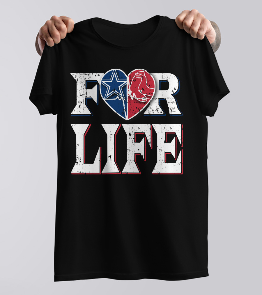 FOR LIFE COWBOYS RED SOX HEART T-Shirt