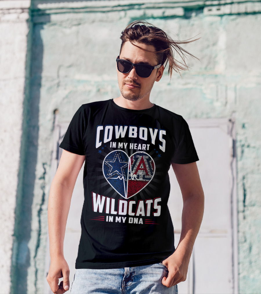 COWBOYS IN MY HEART WILDCATS IN MY DNA T-Shirt