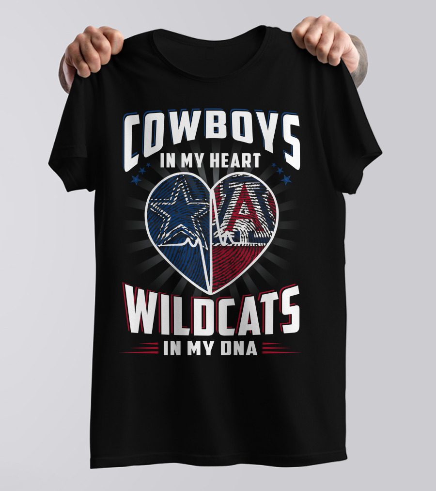 COWBOYS IN MY HEART WILDCATS IN MY DNA T-Shirt