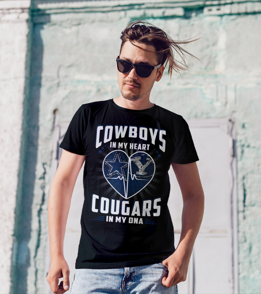 COWBOYS IN MY HEART COUGARS IN MY DNA T-Shirt