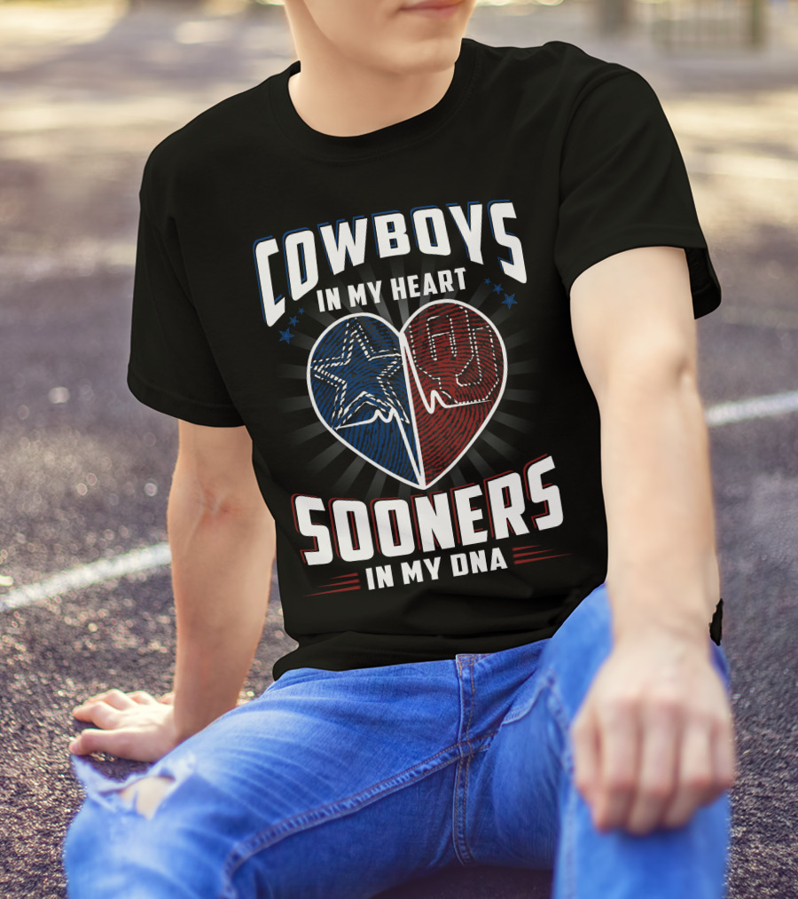 Cowboys In My Heart Sooners In My DNA T-Shirt