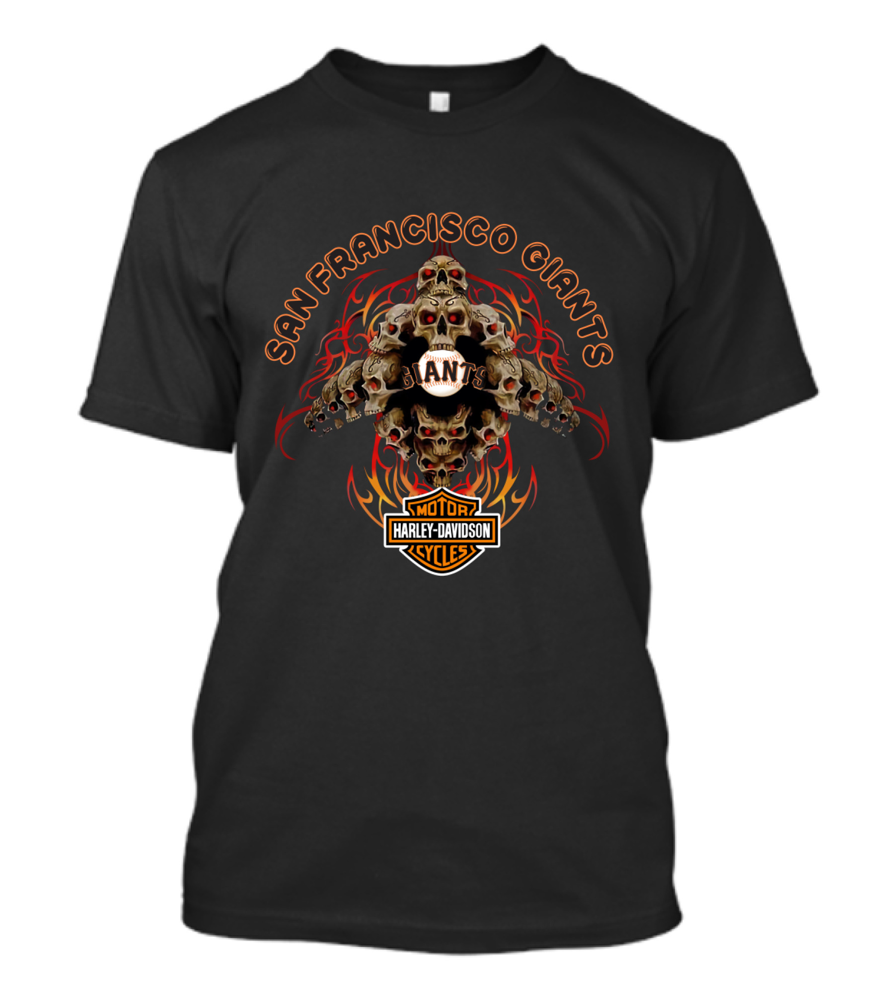 San Francisco Giants Harley Davidson Motorcycle Skulls T-Shirt