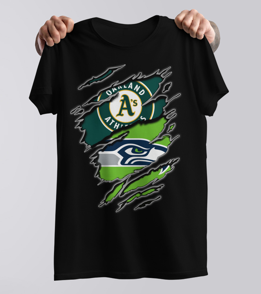 Oakland Athletics Seattle Seahawks Fan Crossover T-Shirt