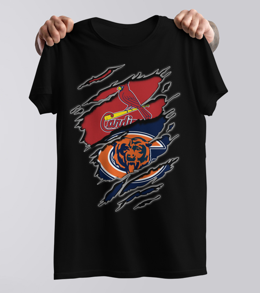 Cardinals Bears Fan Dual Loyalty Claw Marks T-Shirt
