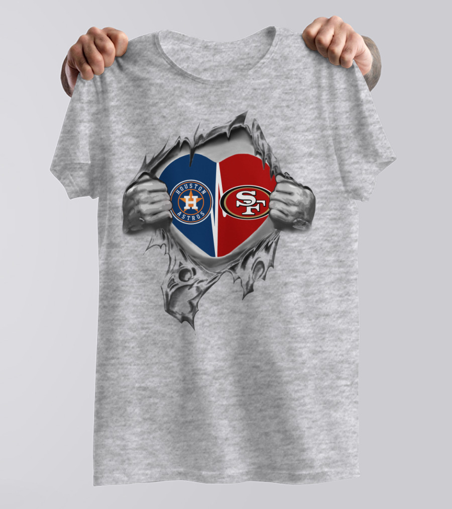 Houston Astros San Francisco 49ers Heart T-Shirt