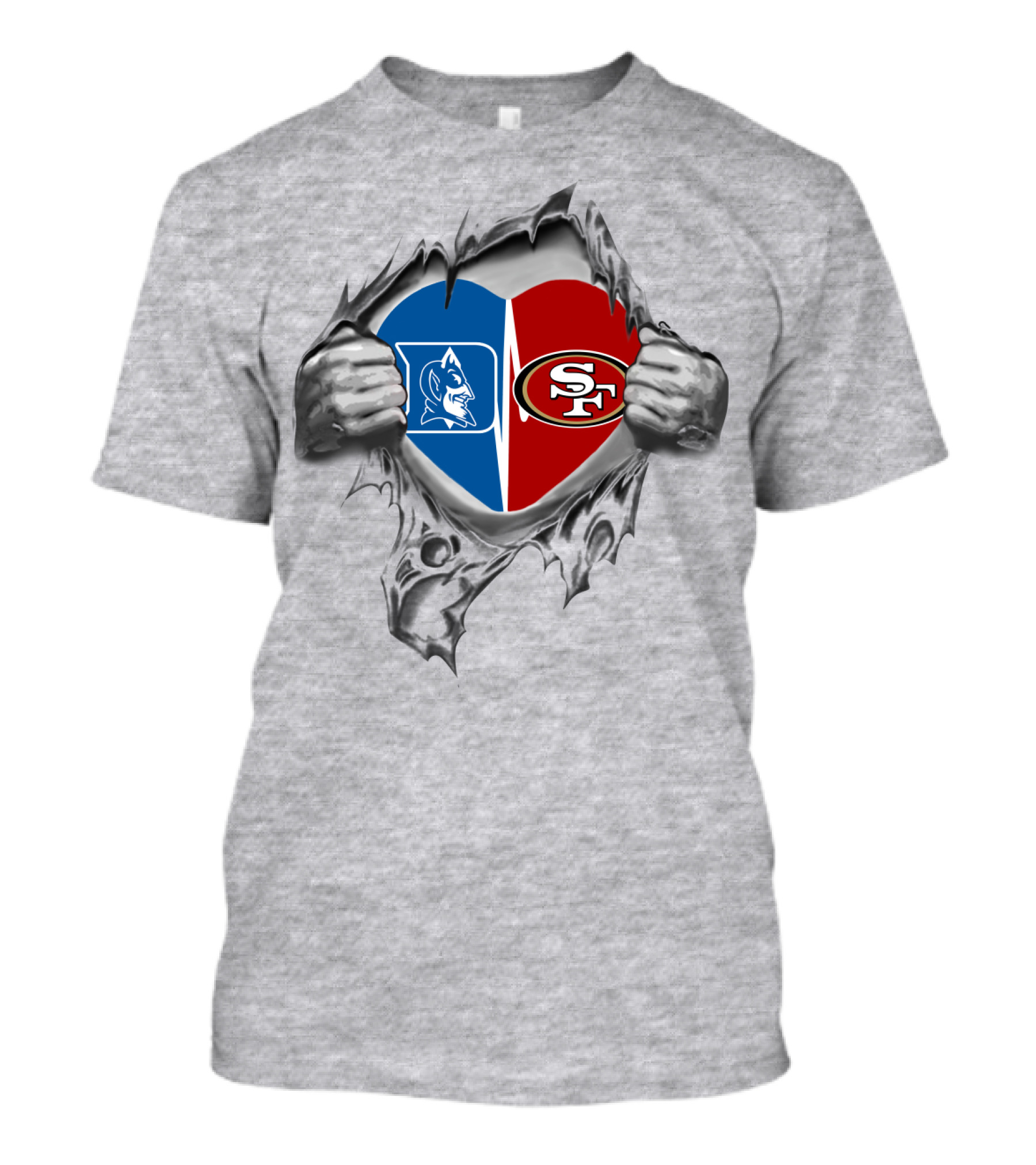 Duke Blue Devils 49Ers Split Heart T-Shirt