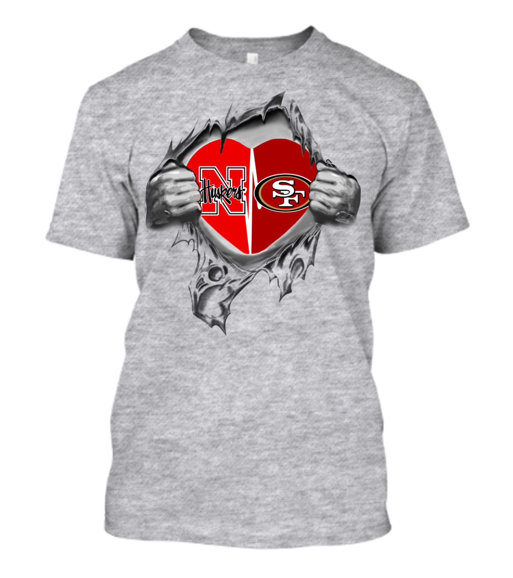 49Ers Huskers Heart Logo Embrace T-Shirt